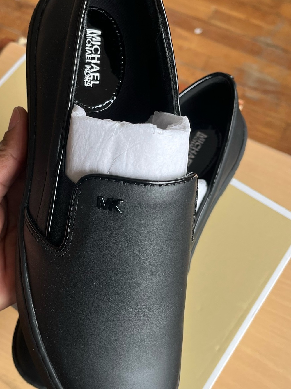 Michael Kors Keaton Black Leather Slip-On Loafers 9.5 - Picture 8 of 11
